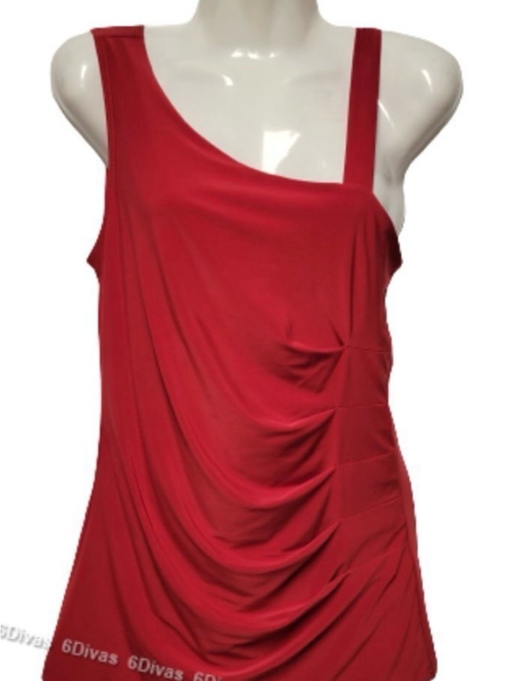 Red Top, SleevelessTop, One Shoulder Top -  Size M,  Size L - NEW